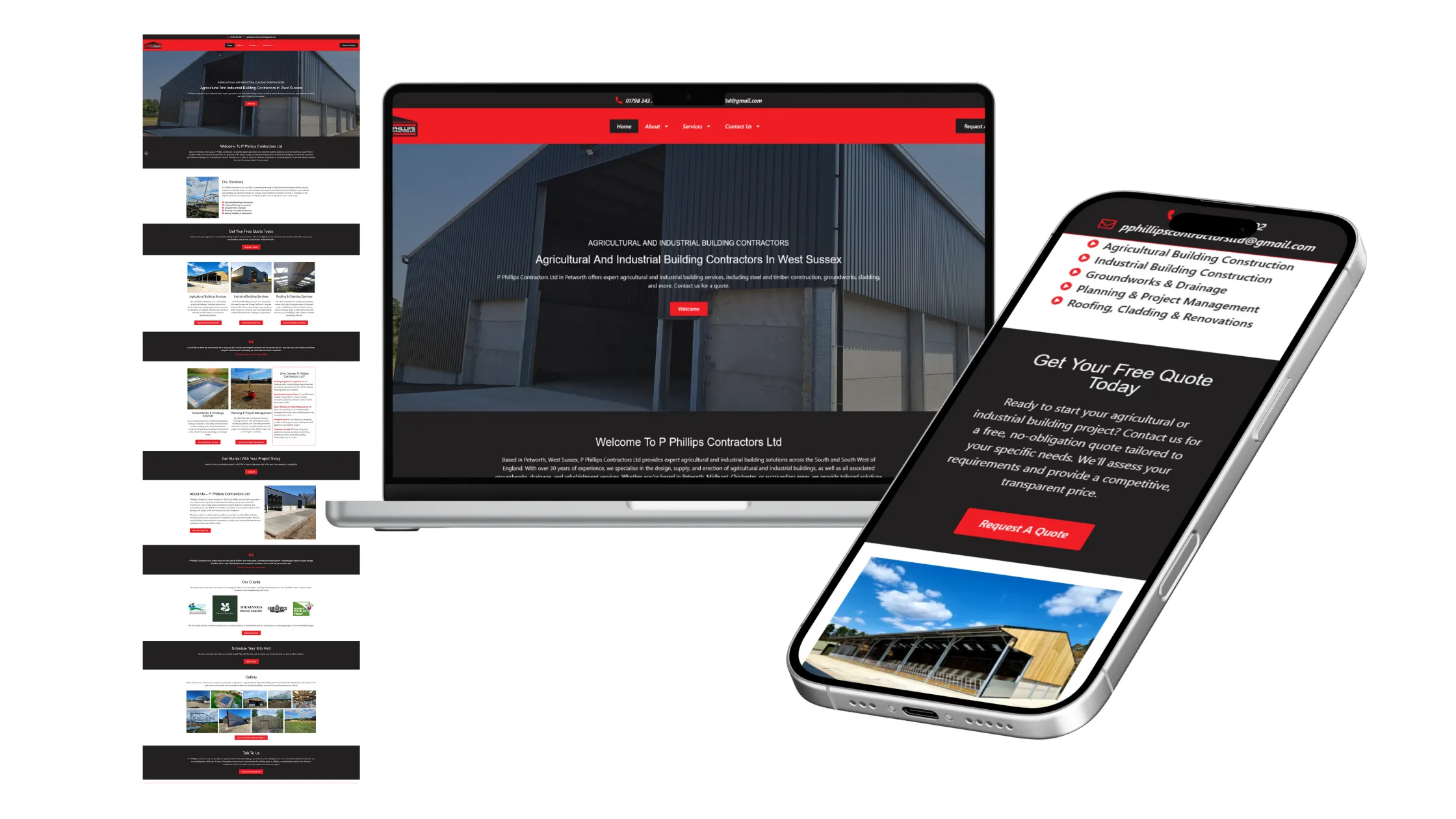 P Phillips Contractors Ltd multi page website Petworth