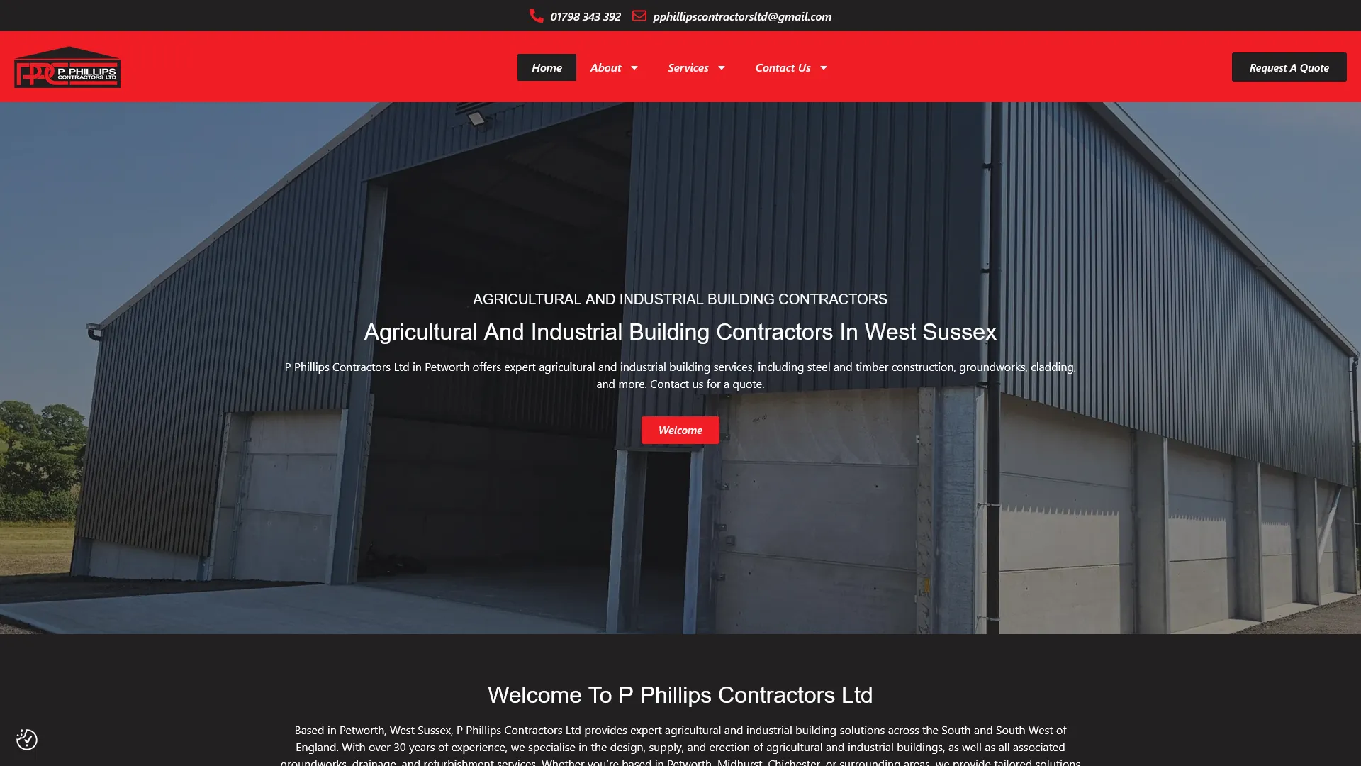 P Phillips Contractors Ltd multi page website Petworth
