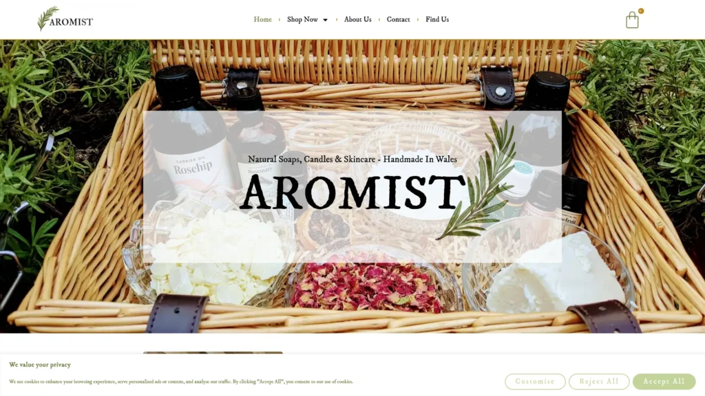 Aromist Website Case Study 3 natural skincare website