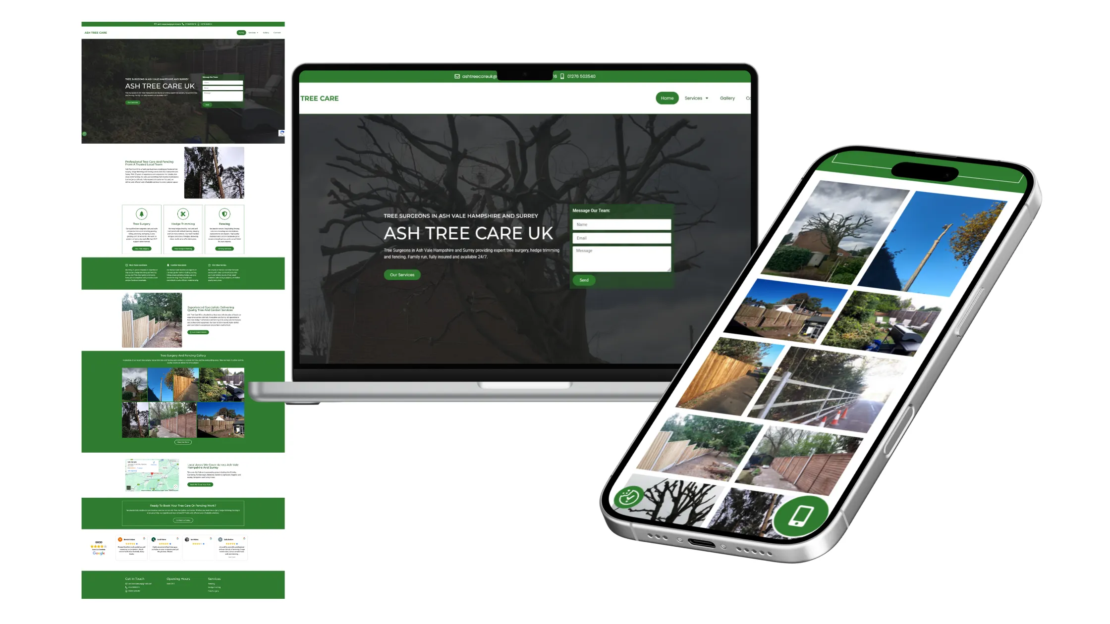 Ash Tree Care UK tree surgeons in Ash Vale Hampshire new website