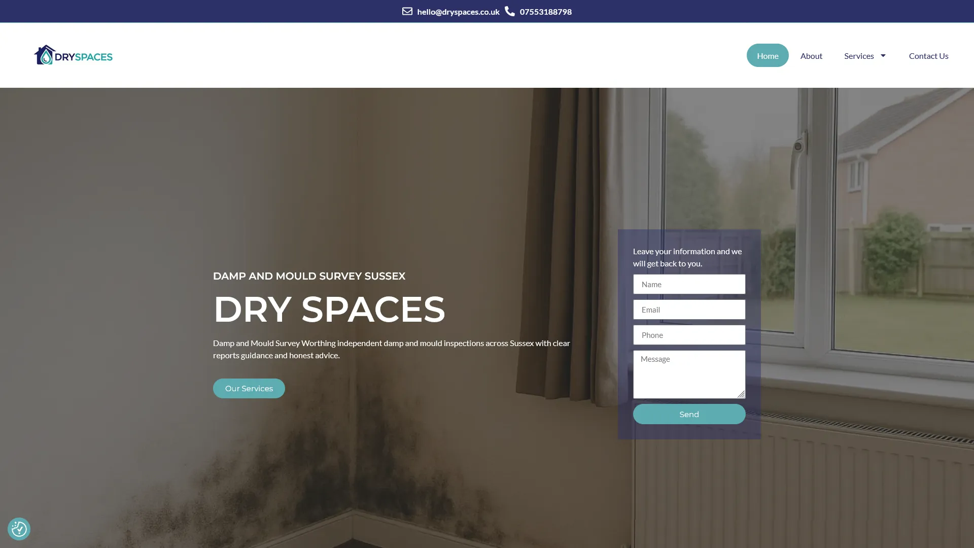 Dry Spaces damp and mould surveys based in Worthing covering Sussex. New website