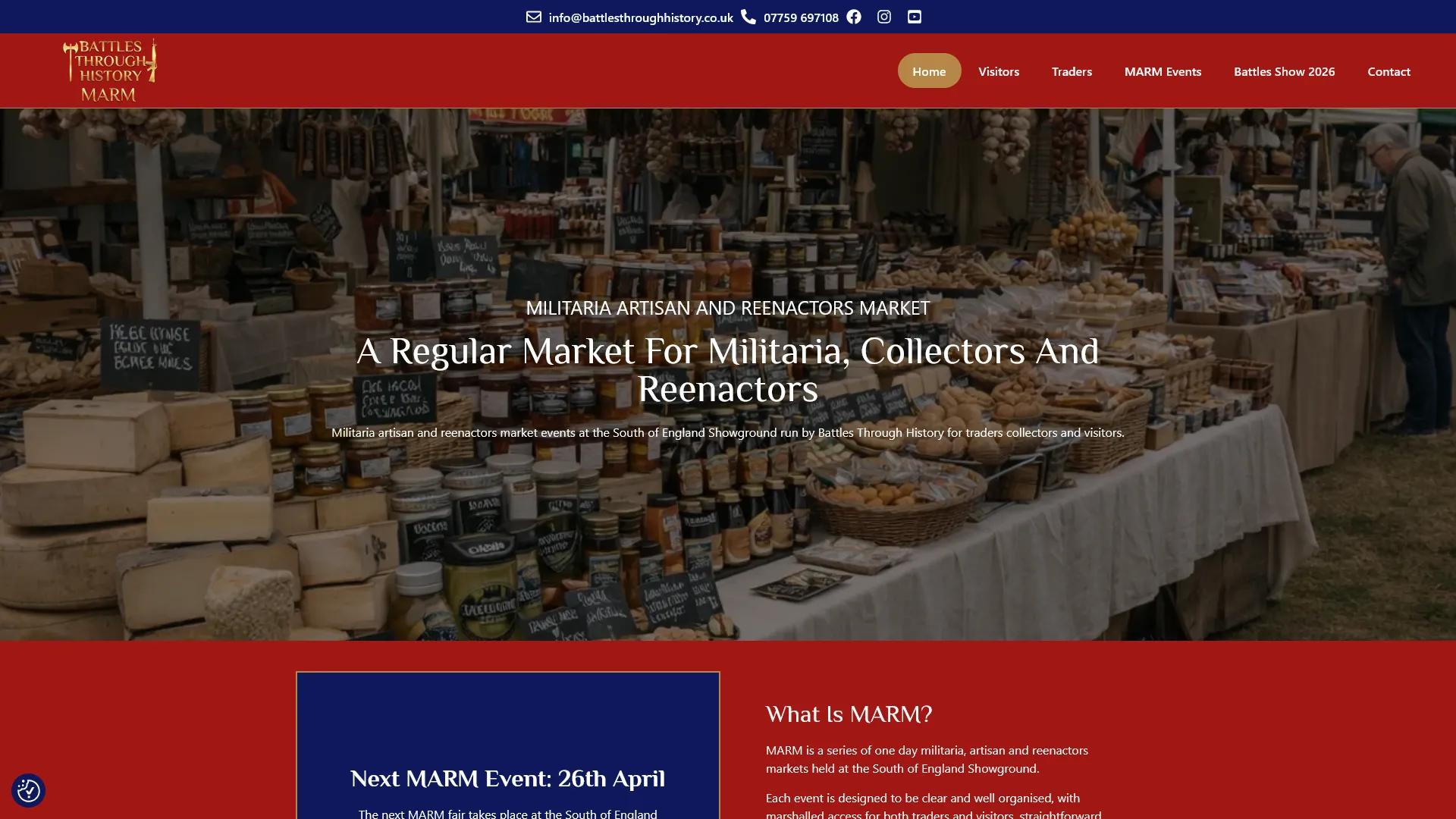 Militaria artisan and reenactors markets events website
