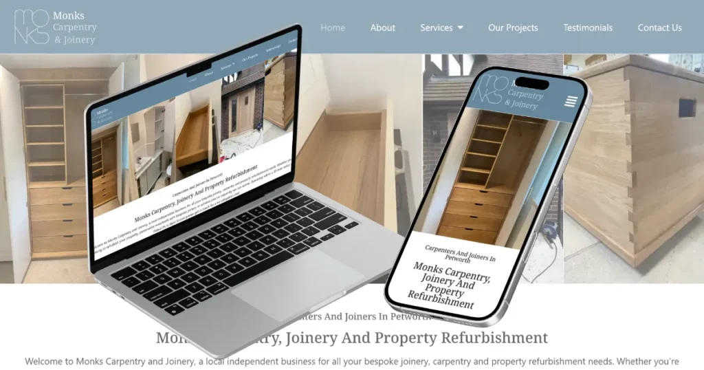 Monks Carpentry Website Case Study 1 carpentry website