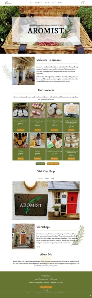Aromist Website Case Study 2 handmade skincare wales