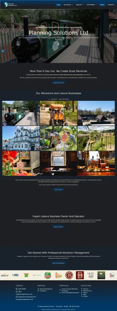 Planning Solutions Website Case Study 2 leisure management website