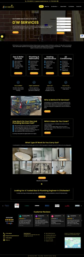 DW Services Website Case Study 2 plumbing website