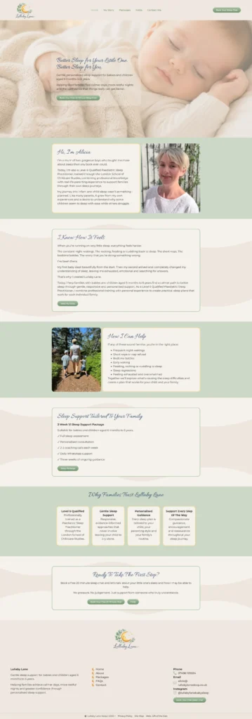 Lullaby Lane Sleep Website Design 2 wordpress website design