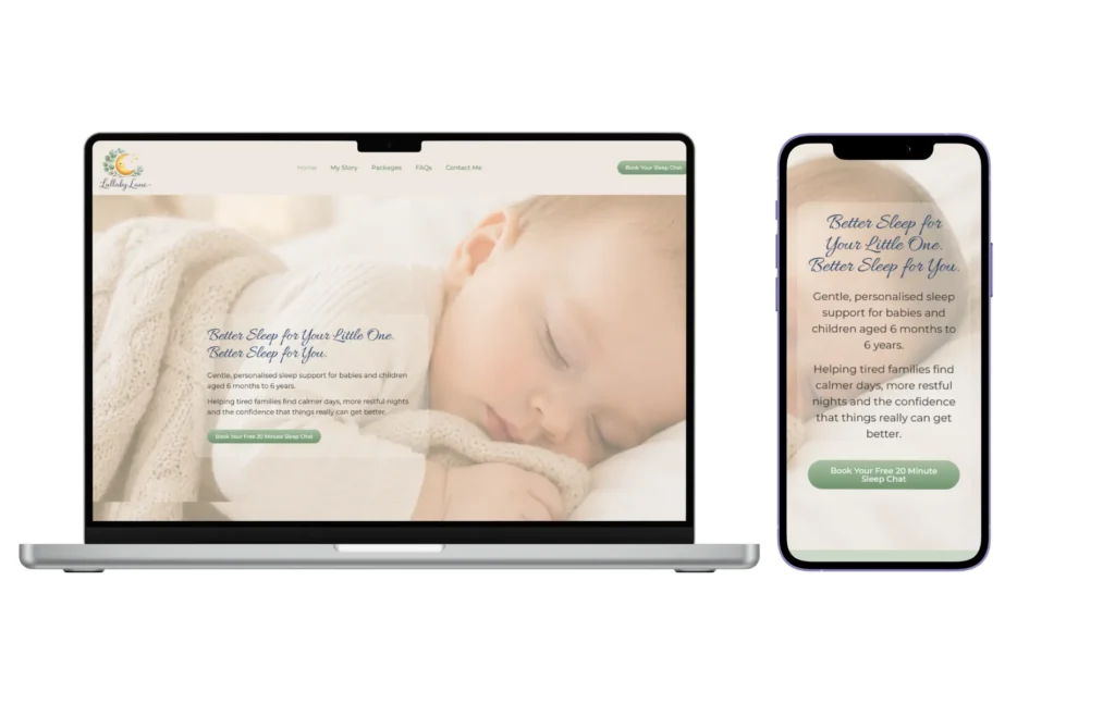 Lullaby Lane Sleep Website Design 1 starter website package
