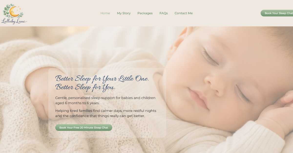 Website Design for Small Businesses | Gift of the Gab 2 Lullaby Lane Sleep Website Design